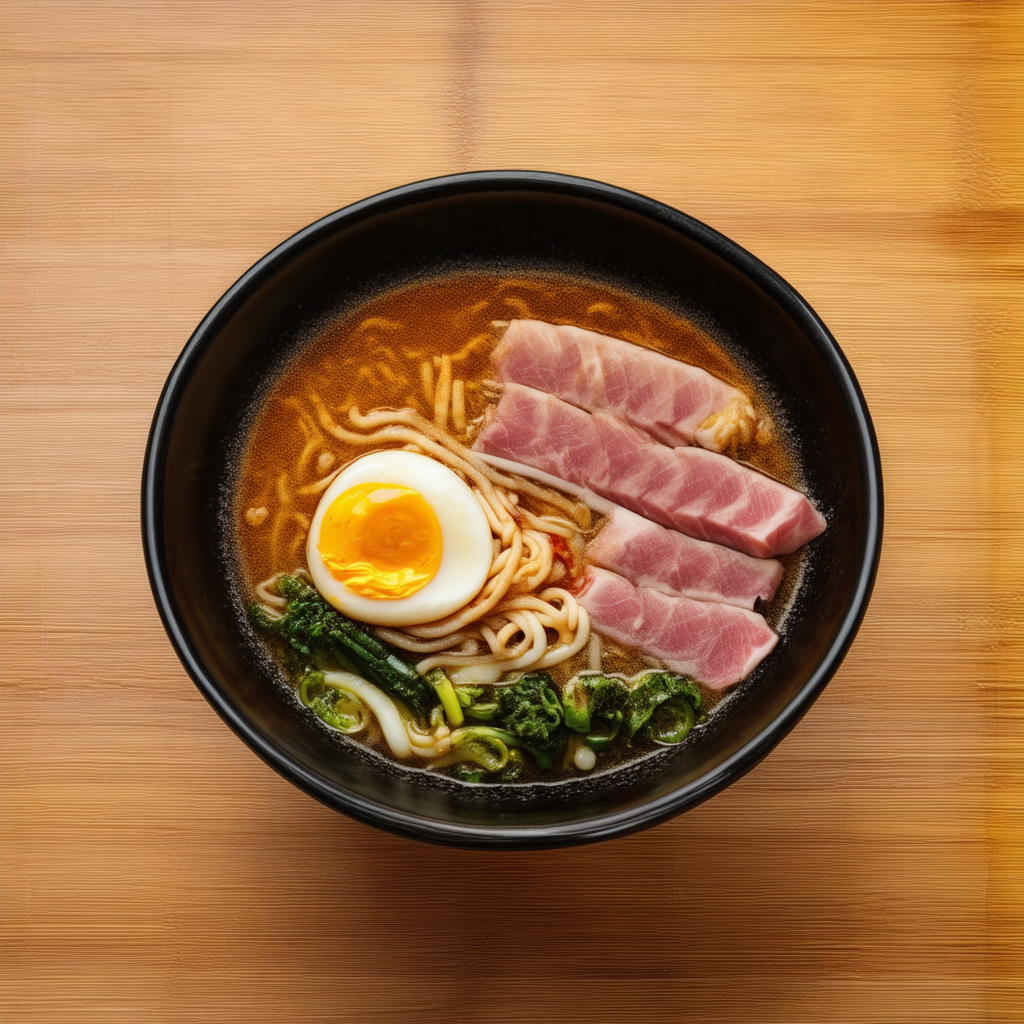SD3.5 Medium ramen with ham-like chashu